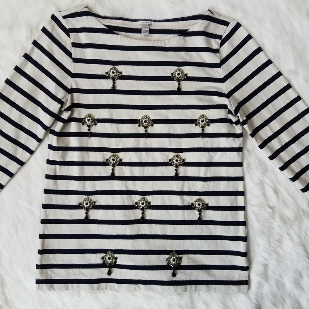 J. Crew Jeweled Stripe Top - Picture 4 of 5